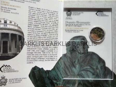 2 EURO SAN MARINO 2014 MALARZ DONATO BRAMANTE UNC