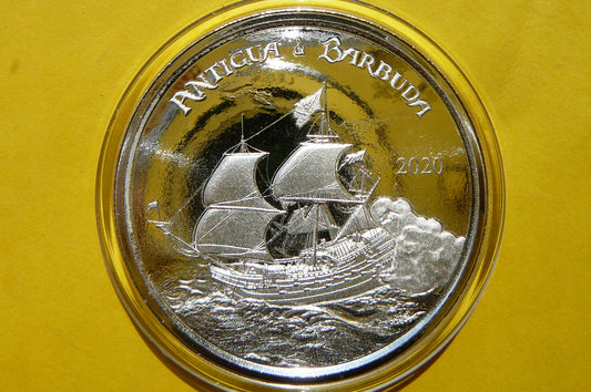 2$ KARAIBY WSCH 2020 ŻAGLOWIEC ANTIQUA Ag 999 Oz