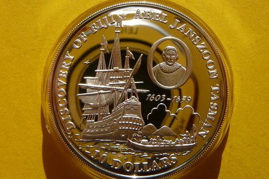 10$ FIJI 1993 ŻAGLOWIEC ABEL TASMAN SREBRO 925 Oz
