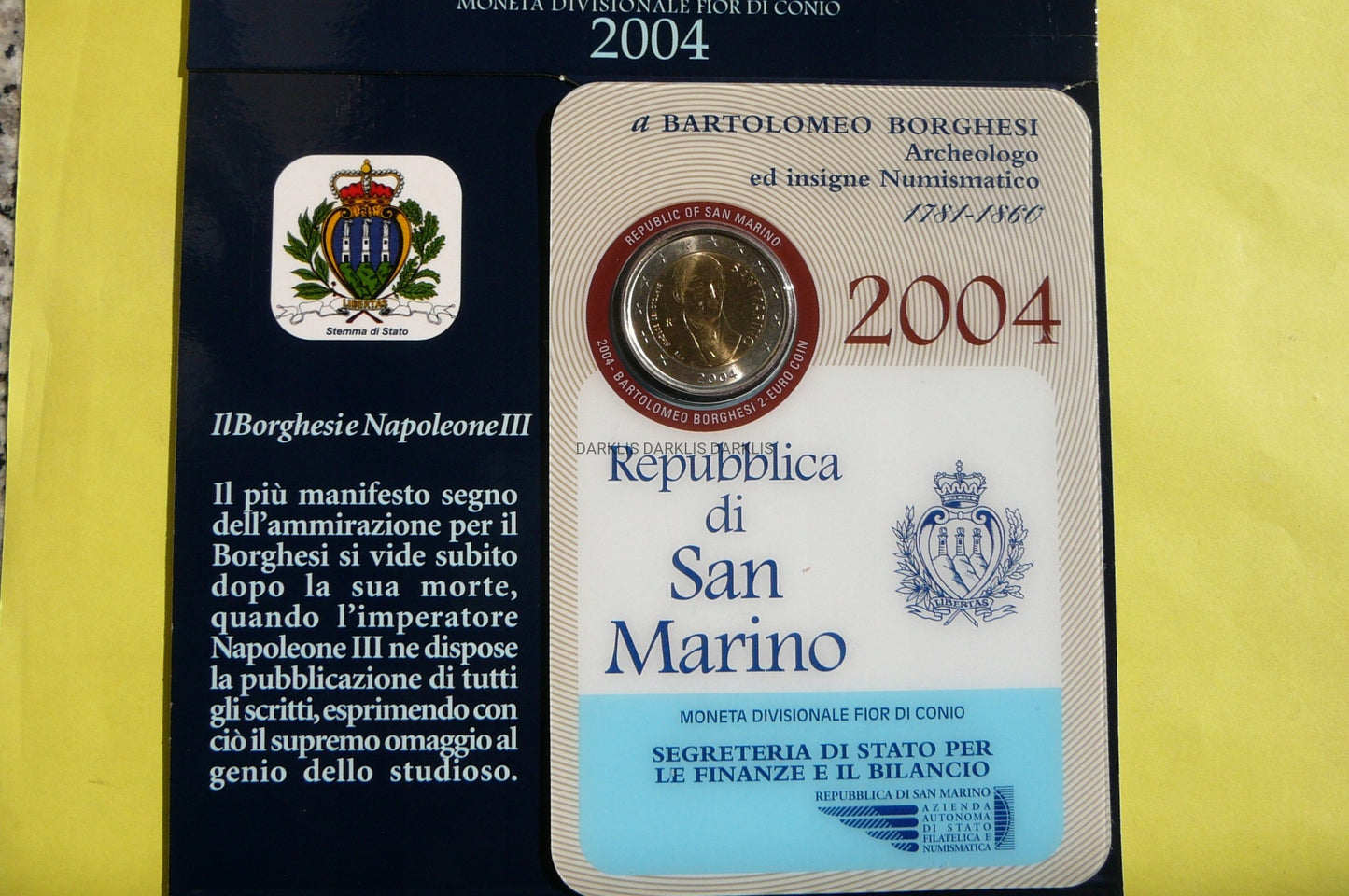 2 EURO SAN MARINO 2004 - BARTOLOMEO BORGHESI - UNC