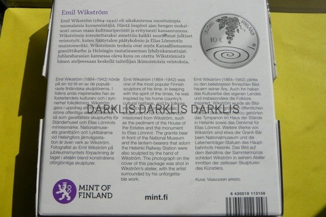 10 EURO FINLANDIA 2014 RZEŹBA EMIL WIKSTROM PROOF
