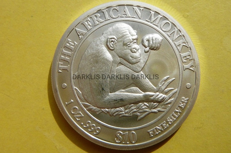 10$ SOMALIA 2002 MAŁPA GORYL MATT SREBRO 999 UNCJA