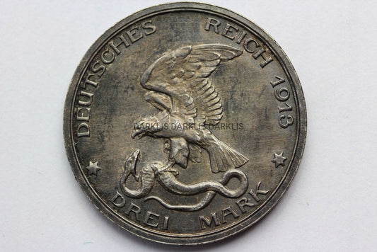 3 MARKI KAISERREICH PRUSY 1913 BITWA NARODÓW Nr 3
