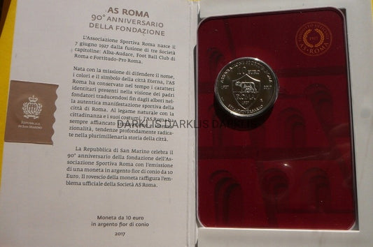 10 EURO SAN MARINO 2017 90-LECIE KLUBU AS ROMA Ag