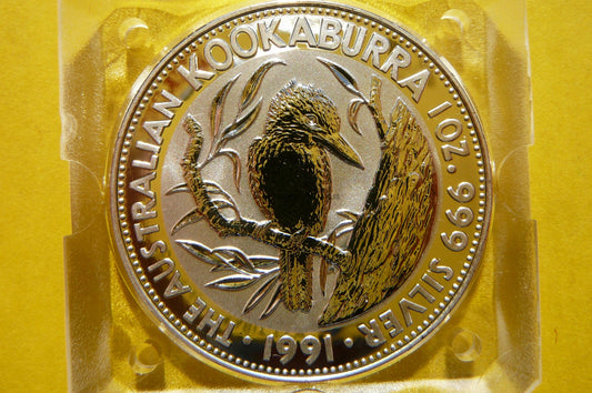 5$ AUSTRALIA 1991 PTAK KOOKABURRA SREBRO 999 UNCJA
