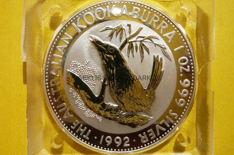 1$ AUSTRALIA 1992 PTAK KOOKABURRA ZIMORODEK Ag 999 Oz